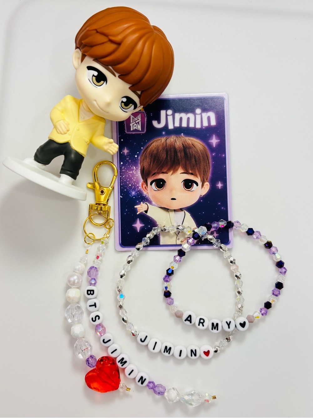 BTS JIMIN Tiny Tan Figure Keychain Bracelet 5pc Bundle